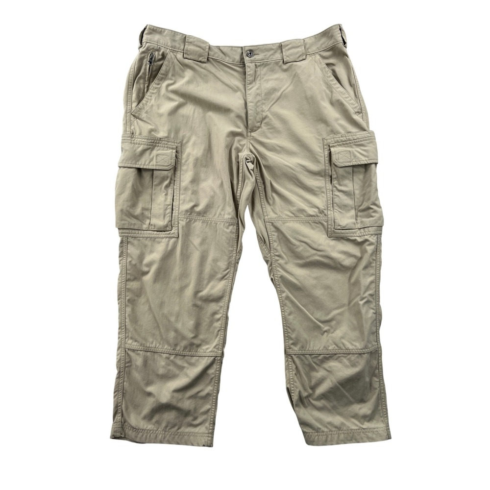 Duluth Trading Dry on the Fly Cargo Pants Men XLx28 Khaki Nylon Workwear Utility